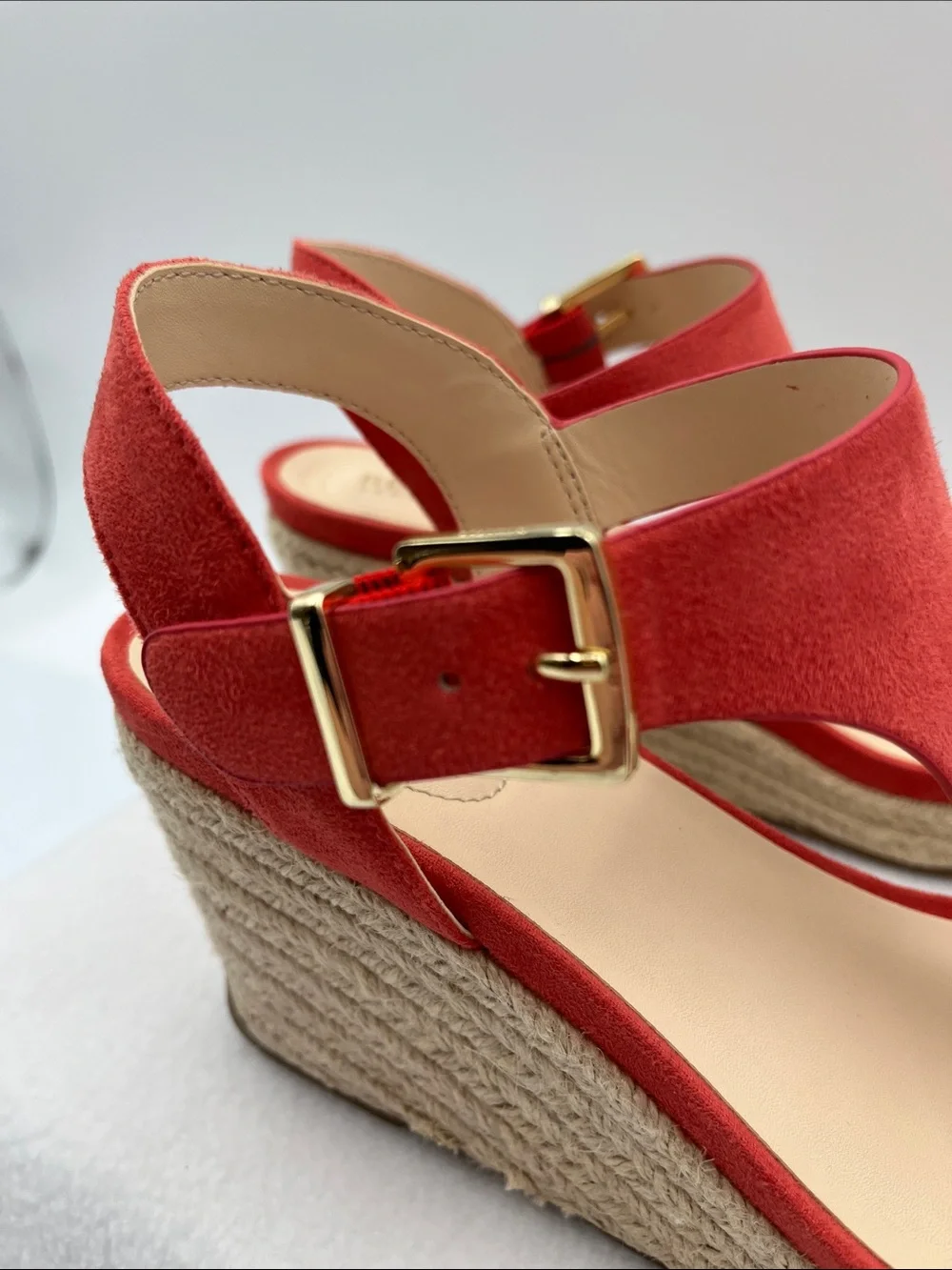 Kenneth Cole Reaction Spiced Coral Suede Espadrille Wedge Sandals